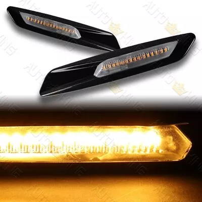 Fit Bmw E82 E87 F30 E93 E46 M3 M5 F10 Style Black Amber Led Side Marker Lights • $19.75