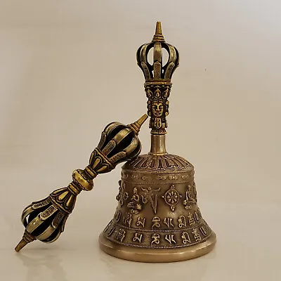 $149.99 • Buy Tibetan Buddhist 9 Pronged 3 Metal Bell 7  And Vajra /Dorje (Medium) - Nepal
