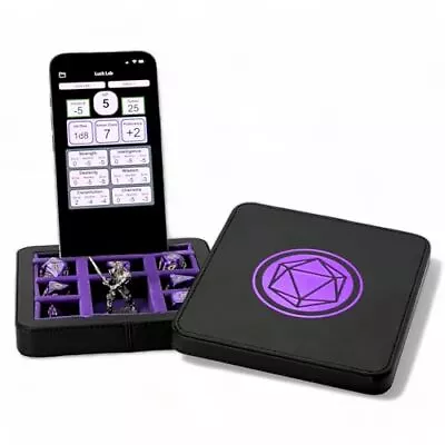  Compact Magnetic Dice Case With Dice Tray And Phone Stand - Dice And Purple • $35.83