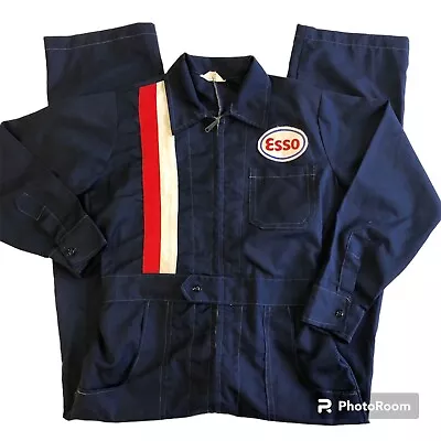 Rare Vtg 60's ESSO Gas Station Attendant Work COVERALLS Uniform EXXON Jumpsuit • $299.99