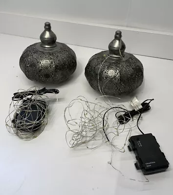 Pair Of Vintage Metal Chandelier Lantern Metal Hanging Battery Lighting Fixtures • $34.99