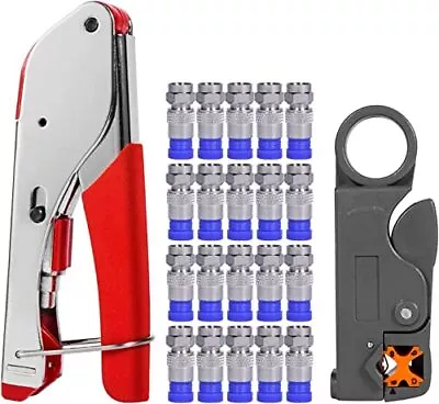Coax Cable Crimper Coaxial Compression Tool Kit Wire Stripper With F Rg6 Rg59 Co • $24.71