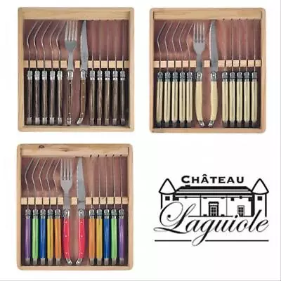 Chateau Laguiole Steak Knife Fork Set Stainless Steel Blade Knives 12pc Gift Box • $64.85