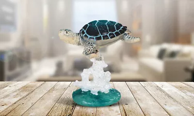 3.5 H Blue Sea Turtle On Coral Statue Sea Life Decoration Figurine Room Decor • $20.41