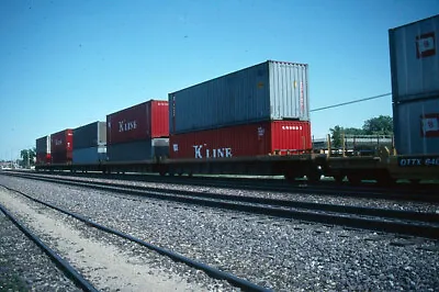 Railroad Slide - DTTX Trailer Train Intermodal Flat Cars 1989 K Line Containers • $7
