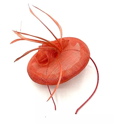 £7.99 • Buy Ladies Coral Feather Fascinator Headband Weddings Races Ascot Fascinator