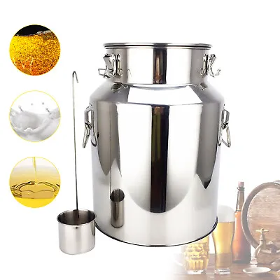 18L Stainless Steel Milk Can Wine Pail Bucket Liquid Canister Boiler+Wine Dipper • £52.25