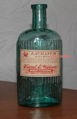 Skull & Crossbones Laudanum Opium Poison Bottle Frank E. Watson Greenville Ill. • $24.85