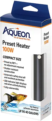 Aquarium Fish Tank Preset Heater For Up To 40 Gallons 100 Watts • $14.58