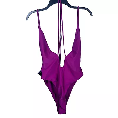 Zaful Plunge One-piece Adjustable Straps Swimsuit In Maroon - Size Large • $1.99