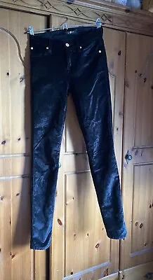 7 For All Mankind Size 24 Approx Sz 6) Black Velvet G8 Con • £18