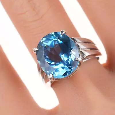 Sz10.25 Seta Sterling Blue Topaz Ring • $57.75