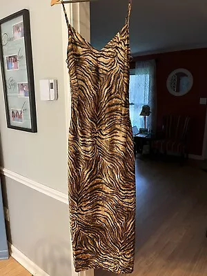 Victorias Secret Vintage Y2K Leopard Animal Print Lace Up Slip Dress Size XL • $69.99