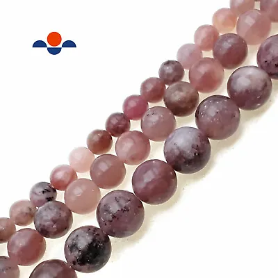 Natural Lepidolite Smooth Round Beads Size 6mm 8mm 10mm 15.5  Strand • $10.99