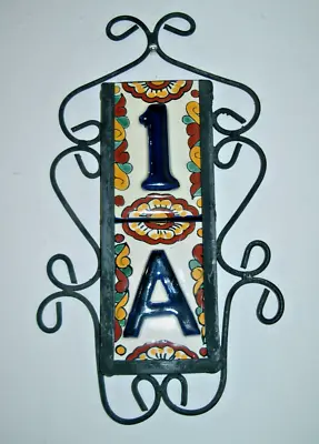 2 BLUE Mexican Tiles House Numbers High Relief & Vertical Frame • $37