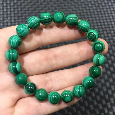 9.7mm Genuine Natural Green Malachite Gemstone Beads Bracelet AAAA • $60.29