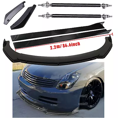 Front Bumper Lip Spoiler + Side Skirts + Rear Lip + Strut Rods For Infiniti G35 • $99.99