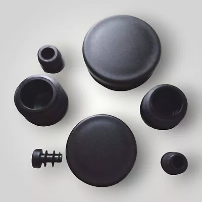 Round Plastic Tube End Caps Pipe Inserts Bungs Blanking Tubbing Plugs / Black • £3.80