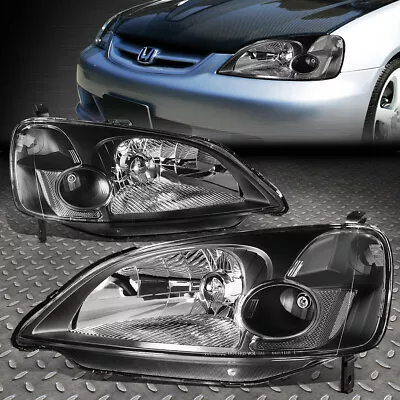 For 01-03 Honda Civic Oe Style Black Housing Clear Corner Headlight Head Lamps • $69.88