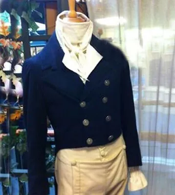 New Gentlemen 18th Victorian Colonial Regency Navy Blue Wool Custom-mad Tailcoat • $182.24