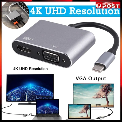 $15.99 • Buy USB 3.0 Type C To HDMI VGA HUB 4K HD Data Video Adapter Cable For HDTV Tablet