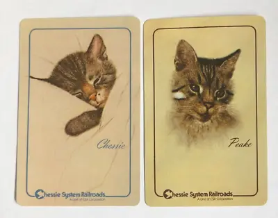 Chessie Peake US Ohio Railway Train Advert Kitten Cats Swap Playing Cards PAIR • $3