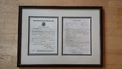 WWI Enlistment Record & Honorable Discharge Professionally Framed/John D Gregory • $125