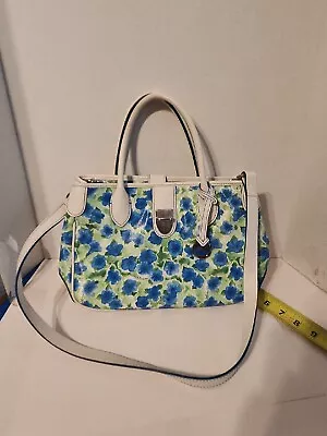 Dooney & Bourke Satchel Purse/handbag - Blue/green Floral Coated Fabric Excellen • $61.04