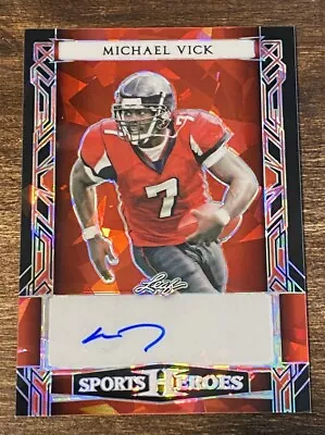 ‼️2024 Leaf Metal Sport Heroes Michael Vick Red Auto #8/9 Atlanta Falcon Eagles • $6.50