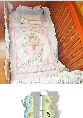 VINTAGE Daisy Kingdom Noah's Ark Crib Bedset HANDMADE Girls Baby Bed Set Blanket • $349