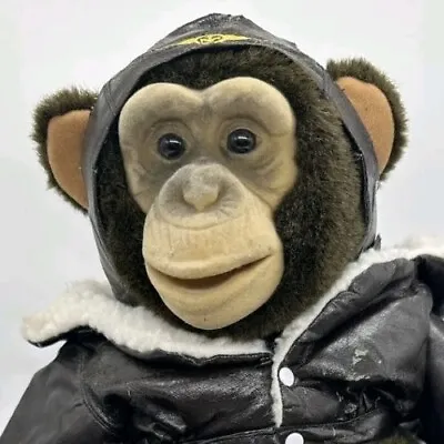 Vintage 1984 Aviator Chimpanzee Plush Hand Puppet Childs Playmate Monkey Squeaks • $25.92