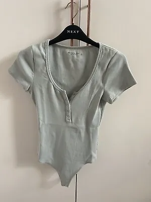 Abercrombie And Fitch Soft AF Ribbed Button Front Green Bodysuit Size Small • £15