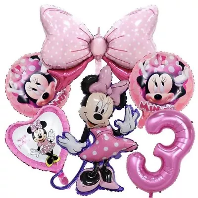 Minnie Mouse 3rd Birthday Girls Pink Balloon Set Party Decorations Age 3 Kids • £8.99