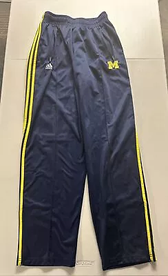 Adidas University Of Michigan Team Issued Football Pants Blue Zip Pockets Mens L • $39
