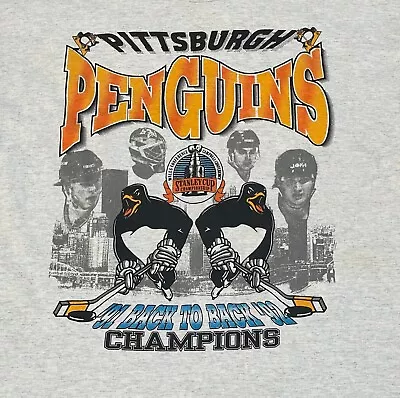 Vintage Pittsburgh Penguins 90s Back To Back Vintage T-shirt Gift Fan All Size • $17.09