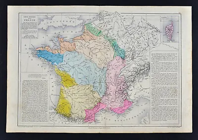 1885 Drioux Map France Physical Mountains Volcano Geology French Alps Mont Blanc • $15.99