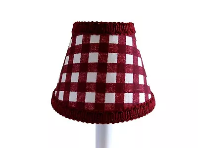 Burgundy Red Check Chandelier Shade 5  Mini Lamp Sconce Shade Holiday • $5