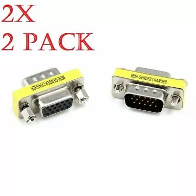 2x 15 Pin VGA SVGA Adaptor Connector M/F Male To Female Monitor TFT • £2.99