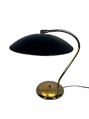 Gerald Thurston For Lightolier ? Desk Lamp MCM Atomic Flyer Saucer Brass Black • $150