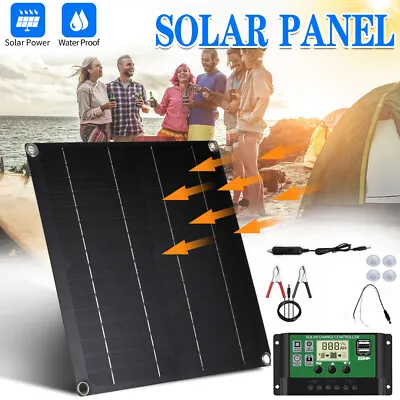 Portable Solar Panel Kit Battery Charger Controller For Car Van Caravan 12/24V • £21.99