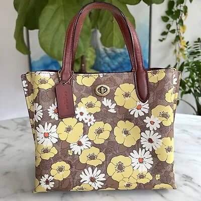 NWOT Coach Willow Tote 24 Crossbody In Signature Canvas With Floral Print C9721 • $149