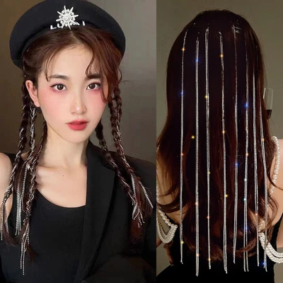 £3.16 • Buy Decoration Tassel Extension Hair Chain Bridal Styling Jewelry Long Chain Wig