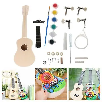 $32.51 • Buy Paintable Ukulele DIY Kit Handmade Assembly Toys For Kids Beginners 21inch
