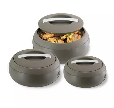 £44.44 • Buy 3pc Plastic Hot Pot Thermal Insulated Casserole Food Warmer Serving Dish Brown
