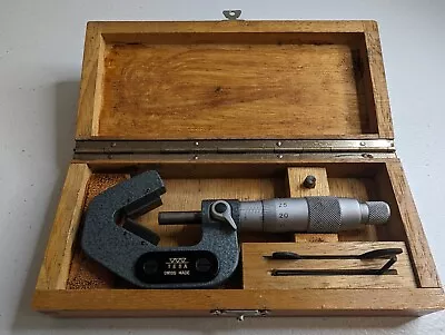 Tesa V-Anvil Micrometer 5-20 Mm 3 Dents With Wooden Case & Accessories Vintage • $95