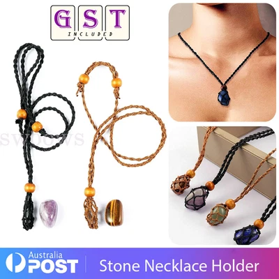 $4.98 • Buy Empty Stone Holder Necklace Crystal Quartz Gemstone Cage Rope Cord Pendant Gift