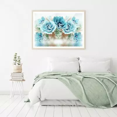 Blue Flowers 3D Design Print Premium Poster High Quality Choose Sizes • $12.90