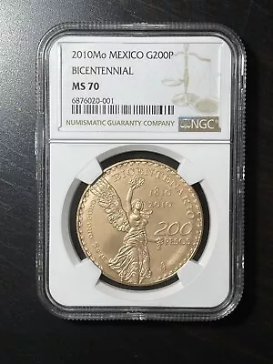 2010 Mexico Gold 200 Pesos Bicentenary Commemorative MS70 NGC Mexican Gold • $7800