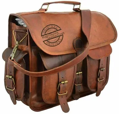 Vintage Genuine Leather Satchel Shoulder Bag Messenger Laptop Briefcase For Men • $41.30