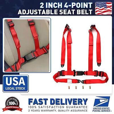 2inch 4 Point Adjustable Racing Seat Belt Harness Red Fit For CanAm X3 YXZ UTV • $30.89